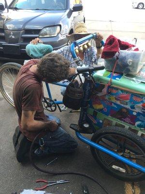 Adam our resident mechanic helping out the local Paletero