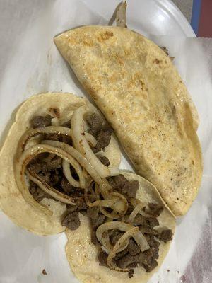 Steak Quesadilla and steak tacos