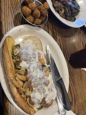 Another swamp po'boy with a side of okra. Both delicious