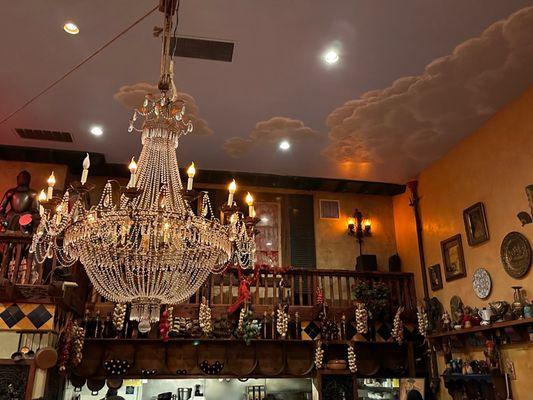 Bar with chandelier