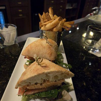 Salmon BLT with fries