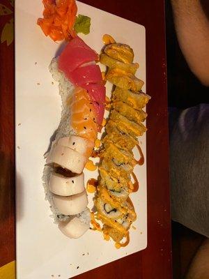 Poseidon roll and crunchy California