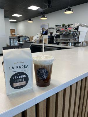 Iced americano with cardamom cold foam