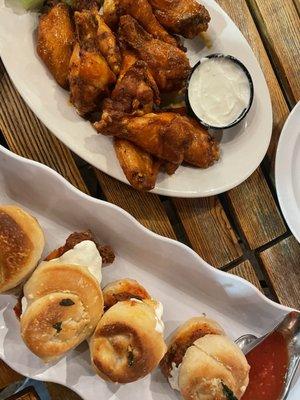 Meatball Napoli Sliders & chicken Buffalo Wings