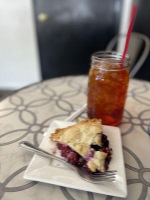 Berry pie and peach tea