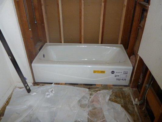 Cast Iron Tub Installed and levelled