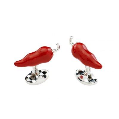 Red Hot! Sterling silver and enamel chili pepper cufflinks by Deakin & Francis