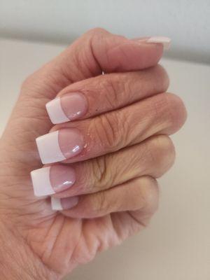 Full set of pink and white tips.