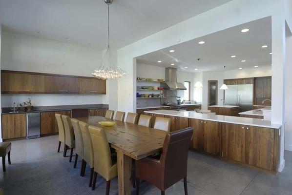 Contemporary Walnut Kitchen & Dining Area