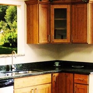 Bamboo Cabinet with Tropical Green Granite countertop