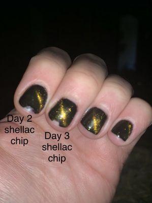 Lol yet another gel chip day 3. I filled in the first chip with a sharpie