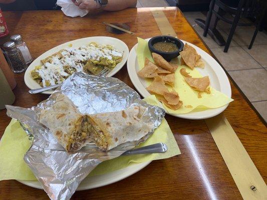 Lunch Time!   Breakfast Burrito & Chilaquiles   Chips & Salsa