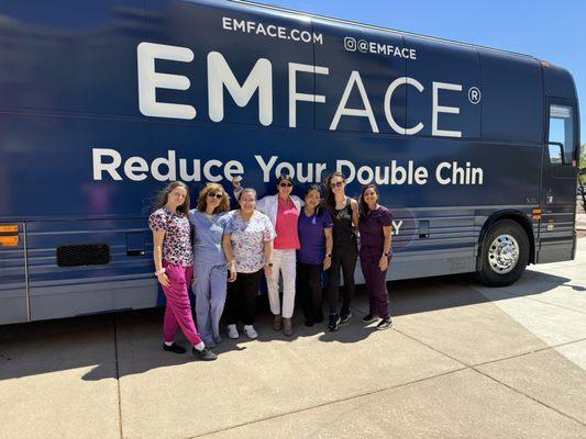 Bus Tour launching EmFace, Exion facial treatments.