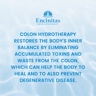 Colon hydrotherapy restores the body's inner balance by eliminating accumulated toxins and waste from the colon.