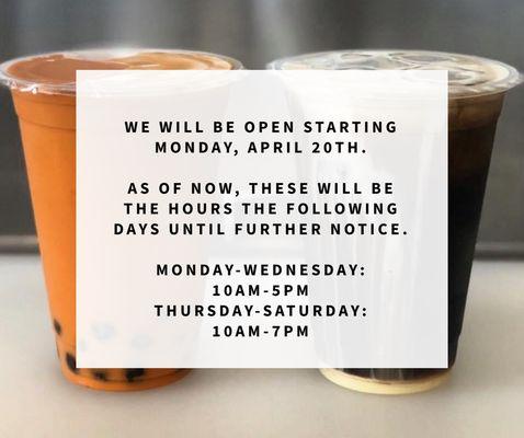 Great news we will are opening back on Monday 4/20/20 so come and get your bomb food!