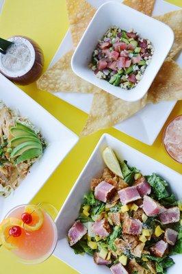 Poke, Ahi Tuna Salad and Spicy Chicken Bowl