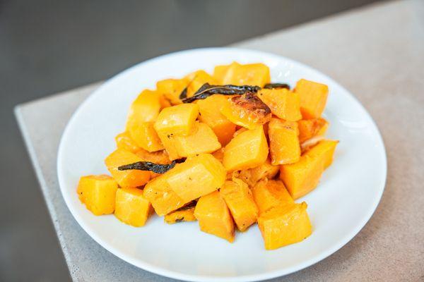 We particularly love Butternut Squash. Its orange golden color is so inviting, especially when it's roasted w/ fresh herbs!