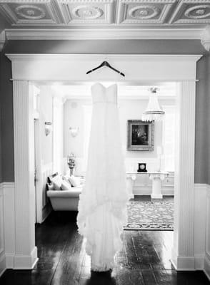 Wedding photo taken in historic lobby of The Dahlonega Square Hotel - photo by Michael Cottrell