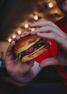 Half-pound ground Angus chuck patty topped with our cheese blend, lettuce, tomato and red onions