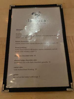 Dessert Menu