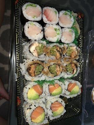 Yellowtail Roll, Eel Cucumber Roll, salmon avocado roll