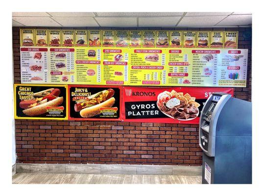 Wall Menu.STONEY SUB. 84440 S.Stony Island. Chicago. To Order 7739784000.Open24/7 Cash Only .ATM inside.Take Out Delivery.