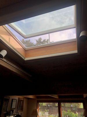 Dining room skylight from inside