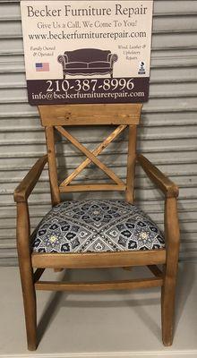 After photo of Chair with reupholstered seat.