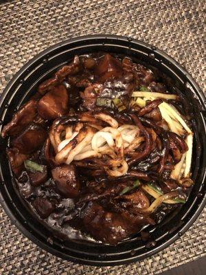 Jja Jangmyeon (Chinese-Korean black bean sauce noodle with beef). It's authentic and taste like one.