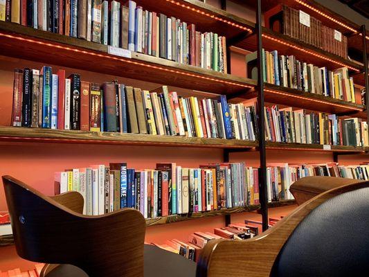 Wall of books--it's billed as a "book bar & cafe"