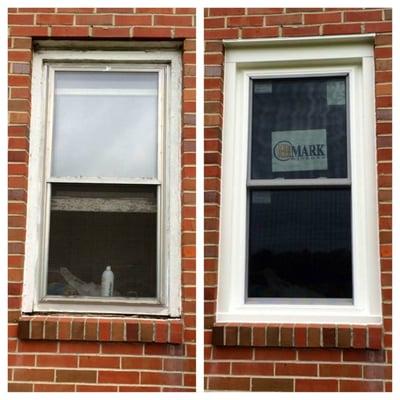 Double hung OKNA window before & after.