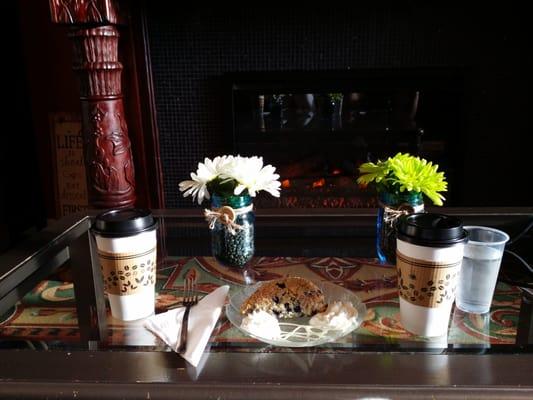 Cappuccino and blueberry scone