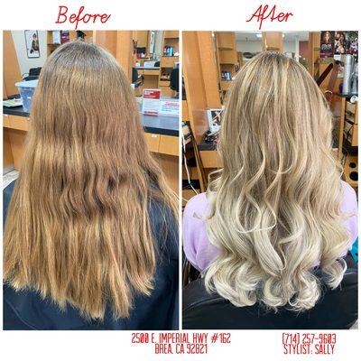 Before & After: ombré balayage, blowdry/style, and curls