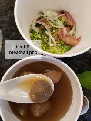 Beef and meatball pho