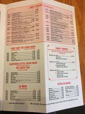 2018 updated menu