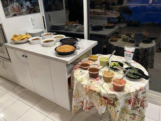 Our taco bar set up for our friends.