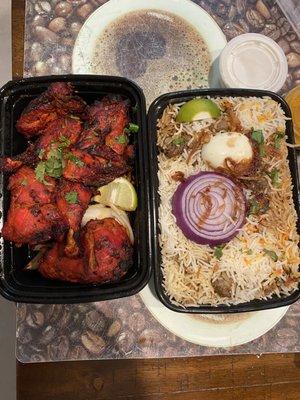 Tandoori Chicken and Goat Biryani