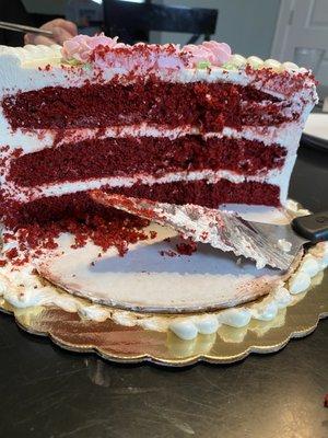 Red velvet cake...three even layers of heaven.