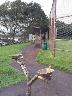 Water fountains, dugouts, and more bleachers