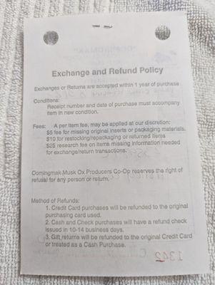 Exchange and refund policy