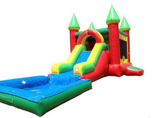 Wet slide bounce house.