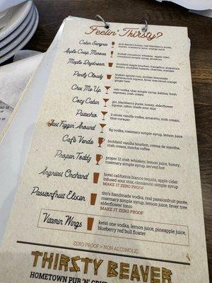 Drink menu