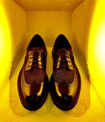 Ferragamo patent leather wingtips