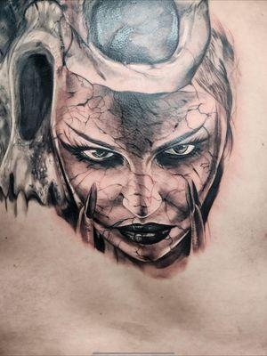 Large scale black and grey tattoo