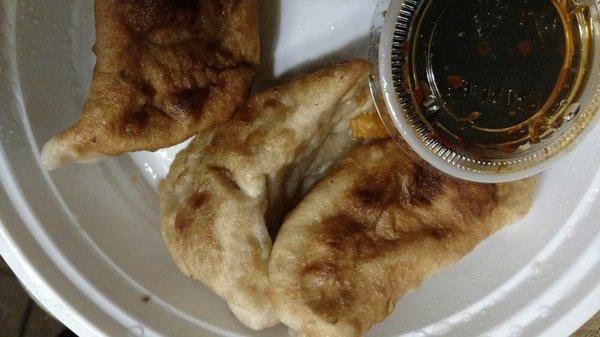 Fried dumpling - dry, flavorless (unless you count pepper), almost soggy mess.