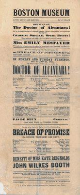 A advertising flyer for a play in Boston, featuring Lincoln assassin, John Wilkes Booth.