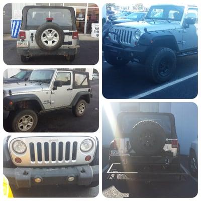 Awesome 2011 Jeep Wrangler! Installed new Warn front and rear bumpers with a swingout tire carrier, and Bushwacker Flares!