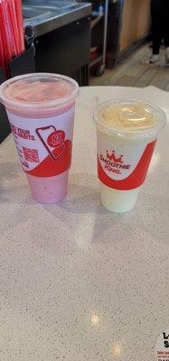 Large Strawberry Kiwi and medium mango gladiator smoothies