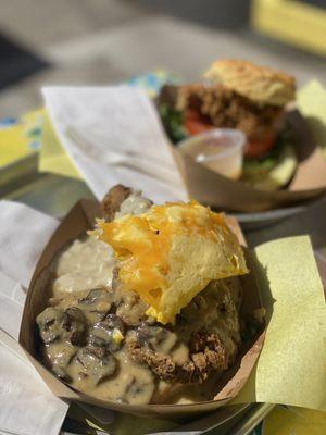 Biscuits & Gravy (added sausage patty and asked for half sausage and half mushroom gravy)