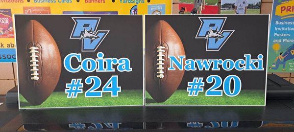 Let us print your sports players outdoor yard signs! We can custom design one for you!